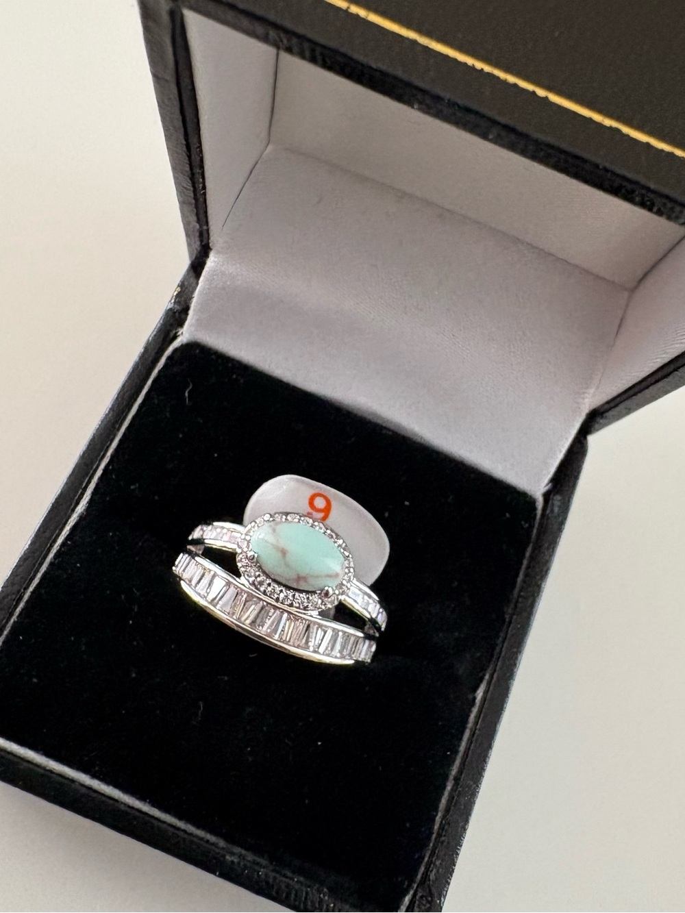 Bomb Party The Provence Ring RG84384 Turquoise Magnesite Rhodium Plating